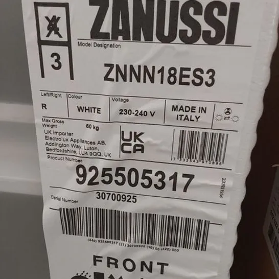 ZANUSSI SERIES 60 INTEGRATED FRIDGE FREEZER WHITE Model ZNNN18ES3 RRP £734