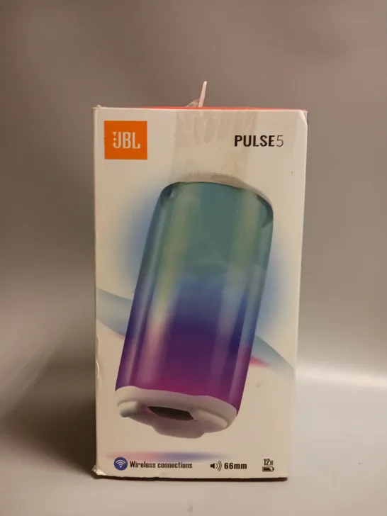 JBL PULSE5 PORTABLE WIRELESS SPEAKER 12HR BATTERY LIFE COLOUR-CHANGING WATERPROOF INCLUDES CHARGING AND AUX CABLES