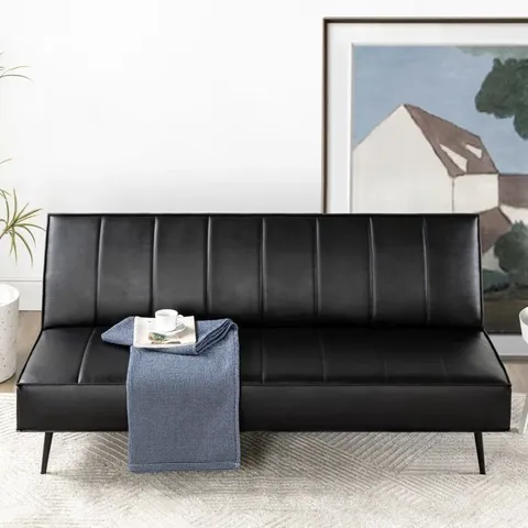 BOXED LADERION TWO SEATER VEGAN LEATHER SOFA BED