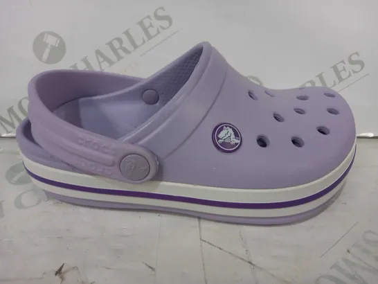 BOXED PAIR OF CROCS IN LILAC SIZE J1