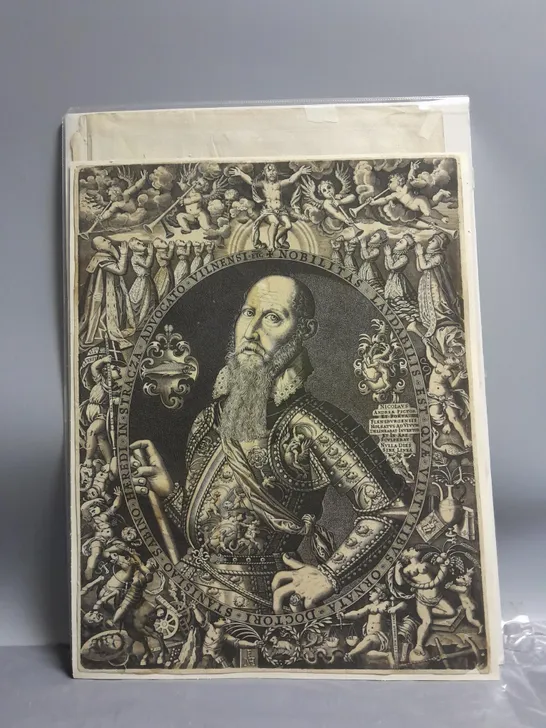 PRINT OF STANISLAUS SABINUS VON STRACZA, 1590 BY NICOLAUS ANDREA APPROX 34CMX43CM 