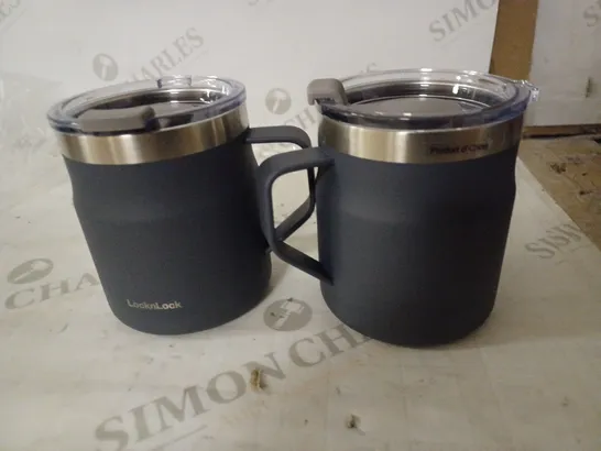 LOCK & LOCK SET OF INSULATED STAINLESS STEEL MUGS - NAVY