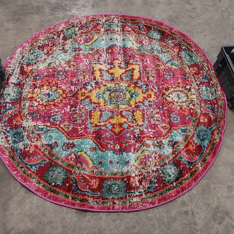 LOUGHLAM PINK/BLUE/YELLOW RUG // 5'3" ROUND