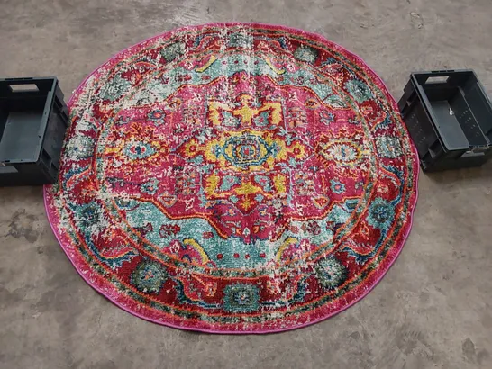 LOUGHLAM PINK/BLUE/YELLOW RUG // 5'3" ROUND