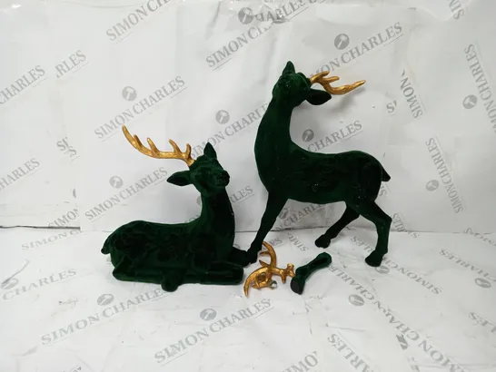 BOXED ALISON CORK SET OF 2 VELVET HENRY STAGS