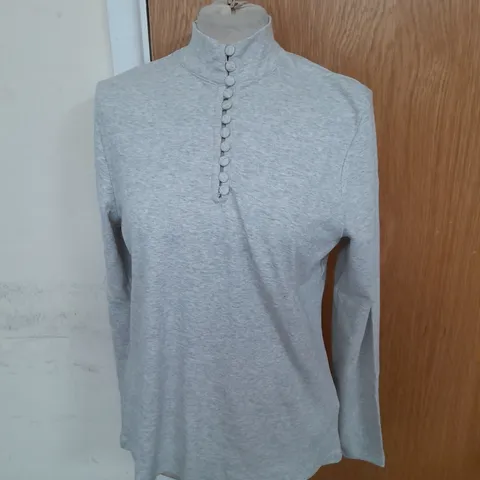 MINT VELVET 1/4 BUTTON RIBBED TOP IN GREY ROULEAU SIZE XL