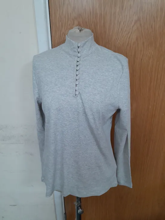 MINT VELVET 1/4 BUTTON RIBBED TOP IN GREY ROULEAU SIZE XL RRP £49