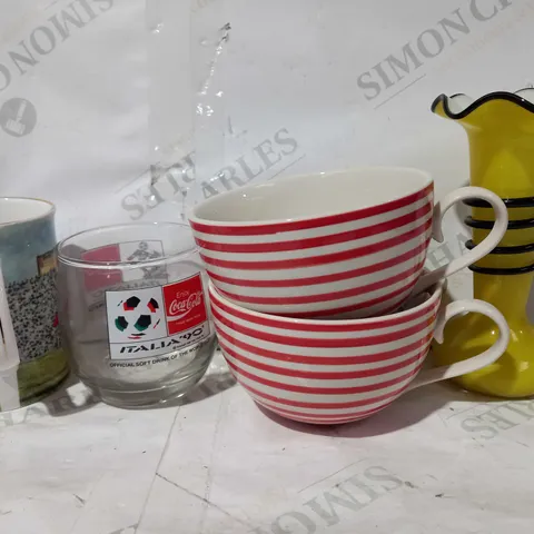 LOT OF APPROXIMATELY 10 ASSORTED HOUSEHOLD ITEMS TO INCLUDE WHITTARD MUGS, FOOTBALL NOSTALGIA MUG, ITALIA '90 GLASS, ETC - COLLECTION ONLY