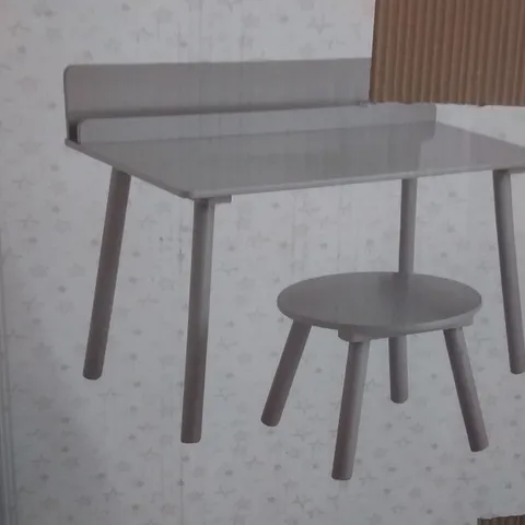 BOXED DESK AND STOOL SET GREY 
