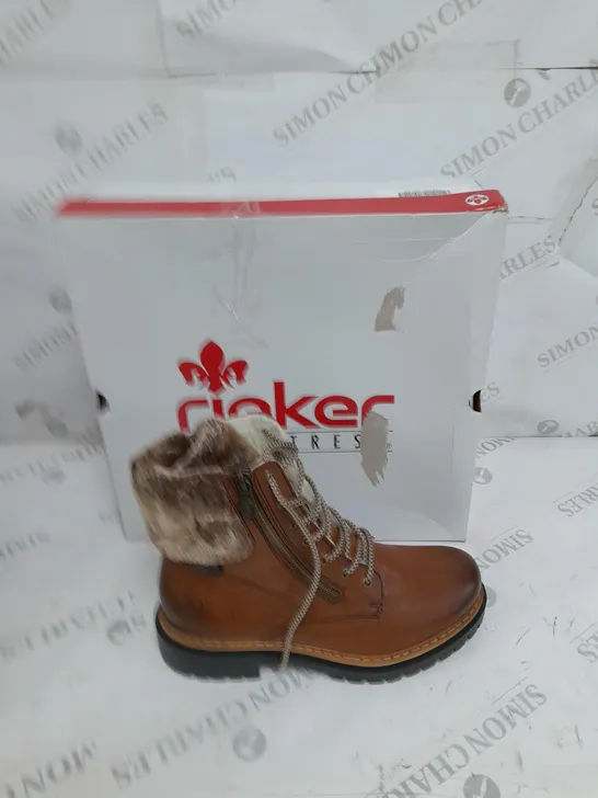 BOXED RIEKER FUR CUFF BOOTS BROWN SIZE 6