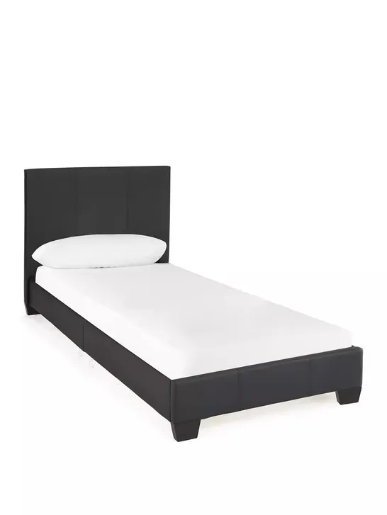 BOXED ELLIS BLACK FAUX LEATHER SINGLE BED FRAME - COLLECTION ONLY  RRP £109