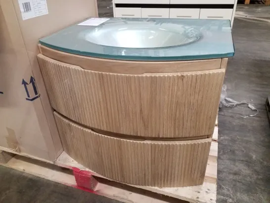 BRAND NEW CALYPSO CURVED VANITY UNIT WITH BASIN - APPROXIMATELY 688×550×568MM