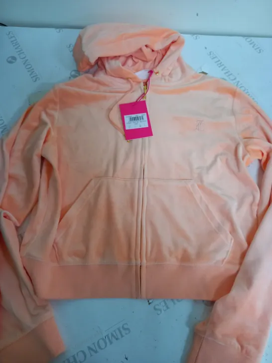 JUICY COURTURE SPORT TK ADDISON VLR ZIP THU HOODIE IN PEACH NECTAR - LARGE