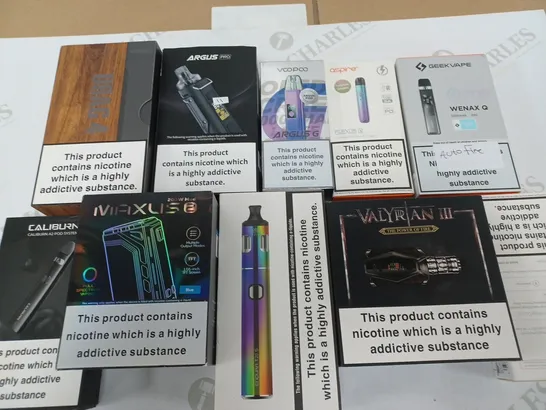 LOT OF 20 ASSORTED E-CIGS TO INCLUDE VOOPOO, ASPIRE AND CALIBURN