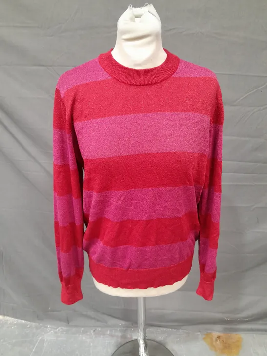 GREAT PLAINS SPARKLE STRIPE JUMPER IN PINK/RED SIZE 12