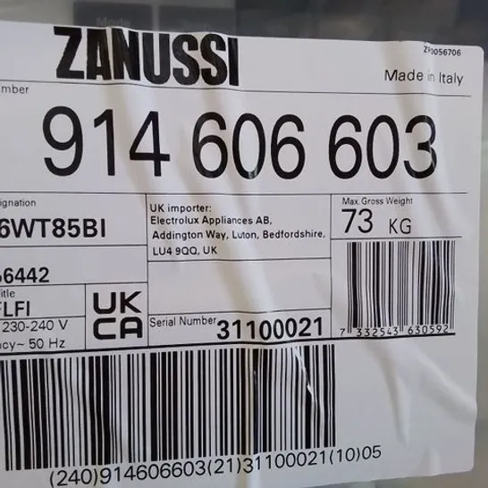 ZANUSSI INTEGRATED 8KG / 4KG WASHER DRYER WITH 1600 RPM - WHITE - E RATED Model Z816WT85BI RRP £775