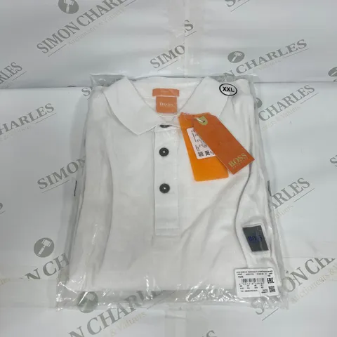 HUGO BOSS BUTTONED POLO SHIRT IN WHITE SIZE XXL