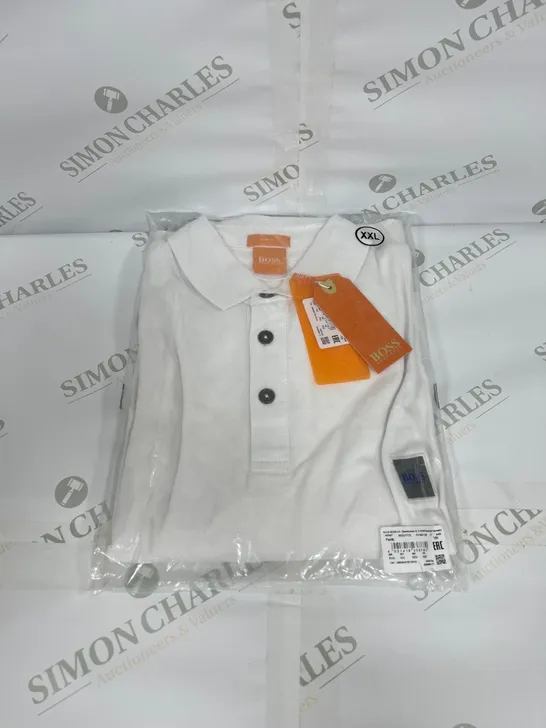 HUGO BOSS BUTTONED POLO SHIRT IN WHITE SIZE XXL