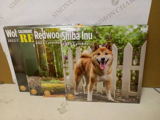 LOT OF 10 ASSORTED CALENDERS - 2022 TO INCLUDE RESCUE CATS, WOLVES, REDWOOD FOREST, ETC