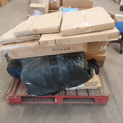 PALLET OF ASSORTED HOUSEHOLD PRODUCTS AND INCOMPLETE FURNITURE PARTS 