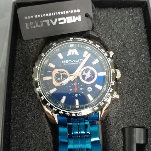 MEGALITH CHRONOGRAPH STAINLESS STEEL BACK GENTS WATCH IN BLUE