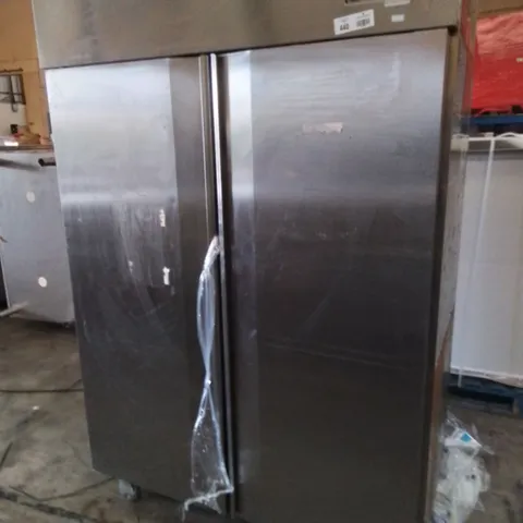 LARGE COMMERCIAL DOUBLE DOOR STAINLESS FOOD REFRIGERATOR UNIT 