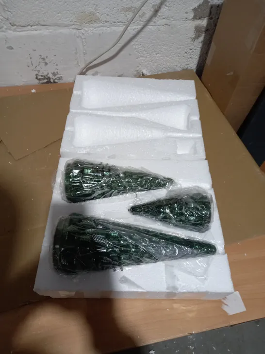 ALISON CORK SET OF MERCURY GLASS TREES - GREEN