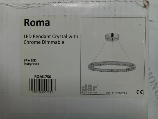 ROMA LED CEILING HANGING PENDANT CRYSTAL WITH CHROME DIMMABLE