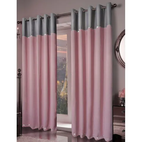 BOXED 2PCS ROSE EYELET BLACKOUT THERMAL CURTAINS 