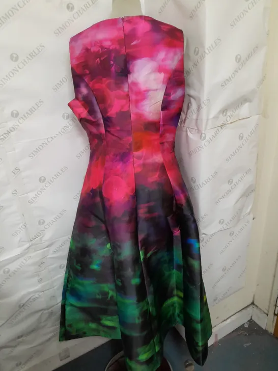 COAST SLEEVELESS TAILORED DRESS IN PINK AND GREEN FLORAL SIZE 10