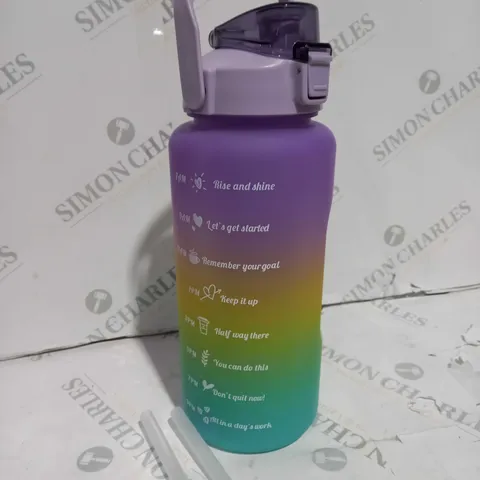 COLOURED 64OZ PLASTIC BOTTLE WITH REMINDERS AND MARKINGS 