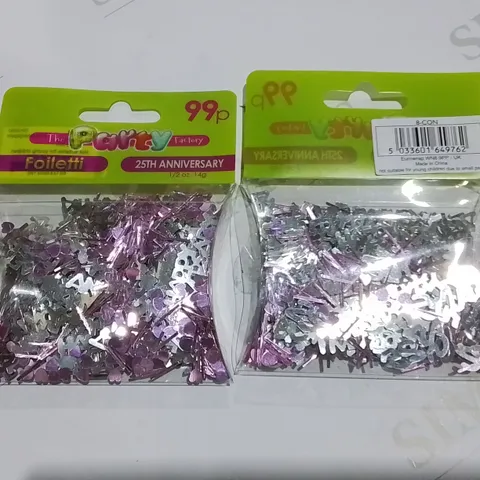 LOT OF 144 BRAND NEW 14G PACKS OF 25TH ANNIVERSARY SILVER CONFETTI 