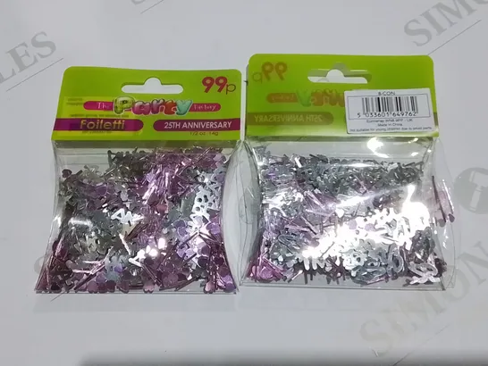 LOT OF 144 BRAND NEW 14G PACKS OF 25TH ANNIVERSARY SILVER CONFETTI 