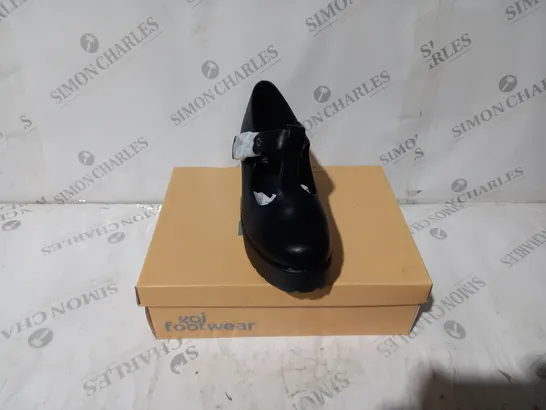 BRAND NEW BOXED PAIR OF KOI VEGAN SAI MARY JANES FAUX LEATHER EDITION IN BLACK - UK SIZE 4