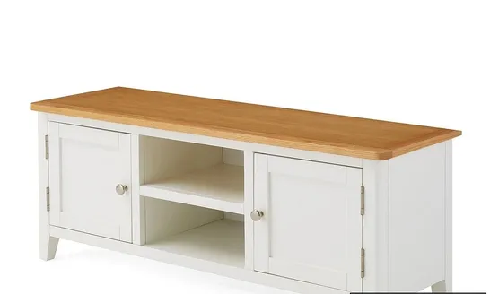 HARBOUR READY ASSEMBLED 2 DOOR TV UNIT - WHITE/OAK - COLLECTION ONLY RRP £169