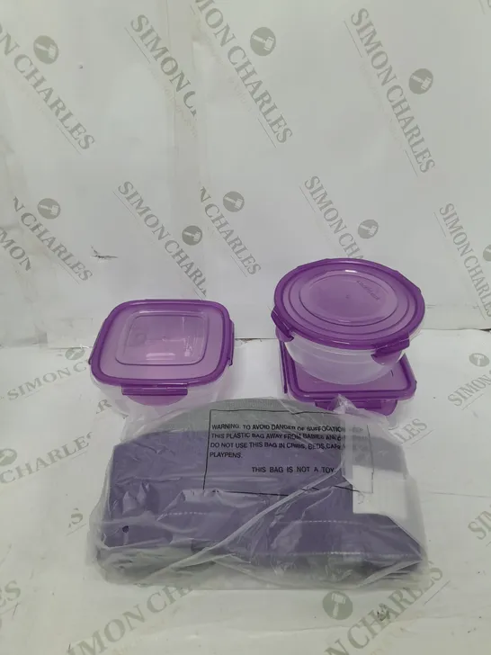 LOCKNLOCK SET 3 MINI TUPPERWARE AND TOTES IN PURPLE 