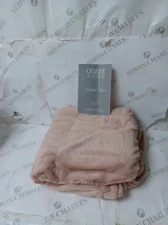 COZEE HOME VELVETSOFT HEATED THROW IN PINK