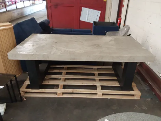 DESIGNER LARGE RECTANGULAR CONCRETE EFFECT DINING TABLE 