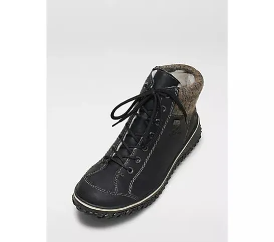 RIEKER LACE UP WATER RESISTANT BOOT - BLACK, SIZE 6