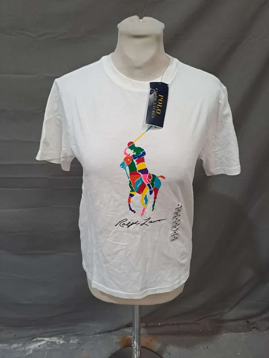 POLO RALPH LAUREN KIDS PRINTED TSHIRT IN WHITE SIZE 10-12YRS