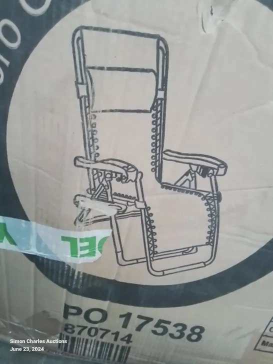 BOXED ZERO GRAVITY RECLINER CHAIR/LOUNGER