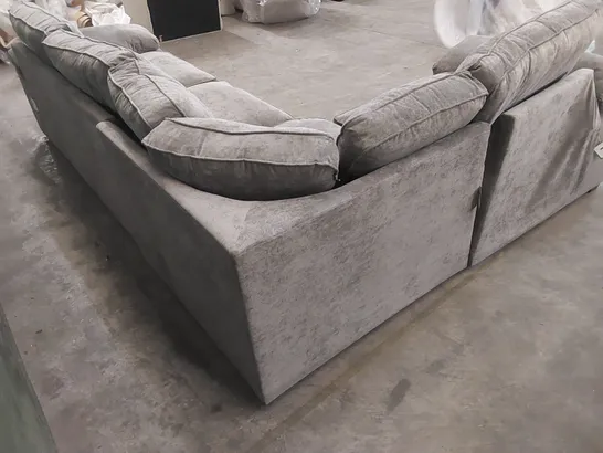 DESIGNER LARGE FABRIC UPHOLSTERED CORNER SOFA - GREY