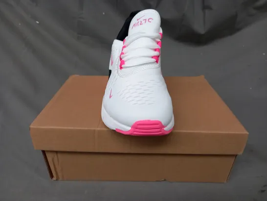 BOXED PAIR OF AIR270 SHOES IN WHITE/PINK EU SIZE 36