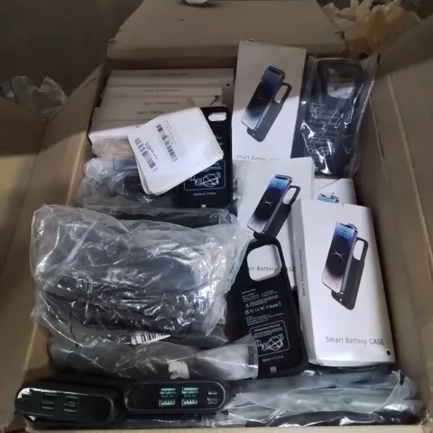 A BOX OF APPROXIMATELY 10 SMART BATTERY CHARGING CASES AND 10 POWER BANKS 