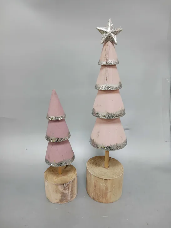 SET OF 2 WOOD CONIAL TREES RRP £19.99