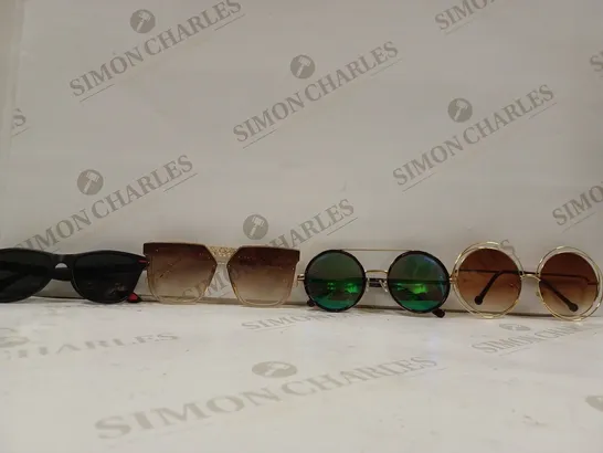 BOX OF APPROX 20 ASSORTED ITEMS TO INCLUDE - UNBRANDED ROUND SPIRAL BRONZE GLASSES - UNBRANDED ROUND TINTED GREEN & BLUE GLASSES - UNBRANDED BLACK & RED SUNGLASSES ECT