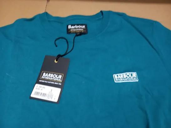 BARBOUR SMALL LOGO GREEN TEE - M