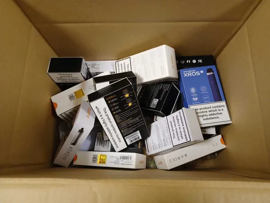 BOX OF APPROX 20 ASSORTED VAPES TO INCLUDE - VOOPOO DRAG NANO 2 - VAPORESSO XROS 2 - UWELL CALIBURN G2 POD VAPE SYSTEM ETC