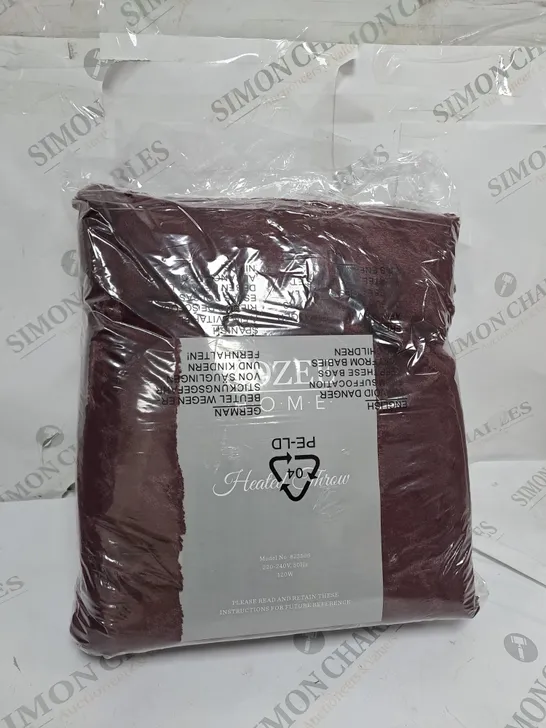 BOXED COZEE HOME HEATED THROW IN SHIRAZ WINE 