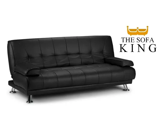 BOXED VENICE SOFA BED IN BLACK FAUX LEATHER (1 BOX)